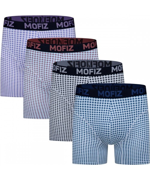 Boxer Briefs Men Cotton Boxer Briefs Underwear Pack Plaid Boxers Long/Short Leg Underwear Tagless - Mf-4t201 - CN18LS2ZSH0