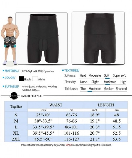 Boxers Men's High Waist Tummy Control Shorts Seamless Butt Lifter Thigh Shaper Slimming Boxer Briefs Underwear - Black-1 - C5...
