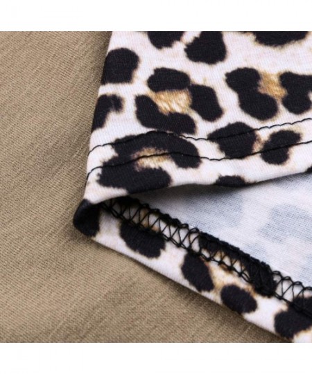 Robes Womens Leopard Print Sleeveless Cross Strap Vest Casual Leopard Print T Shirt Casual O Neck Sleeveless Tops Khaki - CQ1...