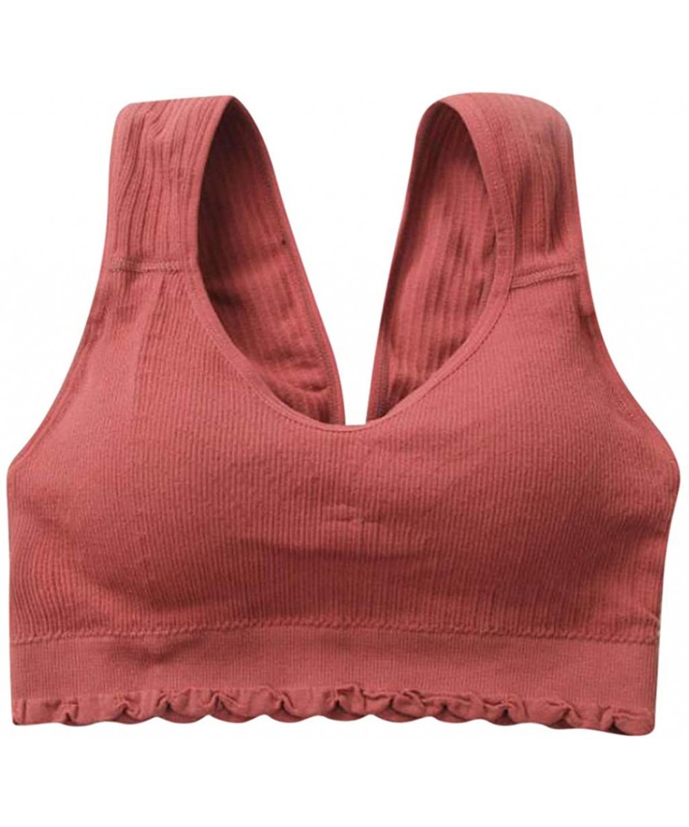 Camisoles & Tanks Womens Yoga Sports Vest Base Underwears Sexy Solid Color Tube Top No Rims Bra - Red - CI199XT9S39