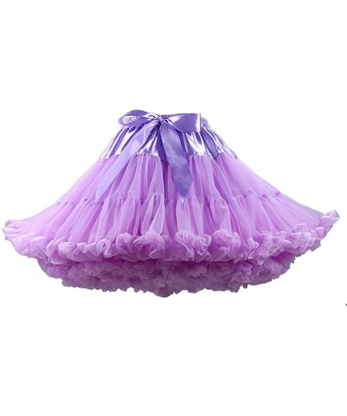 Slips Puffy Tutu Skirt for Women Tulle Petticoat with Ribbon Ballet Dance Pettiskirts - Light Purple - CX192THEHZD