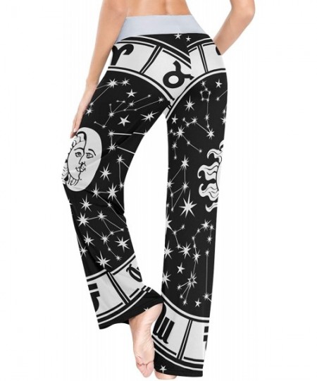 Bottoms Galaxy Zodiac Constellations Sun Moon Women Loose Palazzo Casual Drawstring Sleepwear Print Yoga Pants - C319D8UOTM0