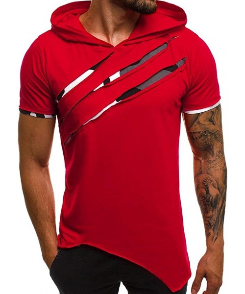 Thermal Underwear Plain Tees for Men- Workout Muscle Pleated Sleeve Longline T-Shirts Summer Sport Stylish Short Sleeve O-Nec...