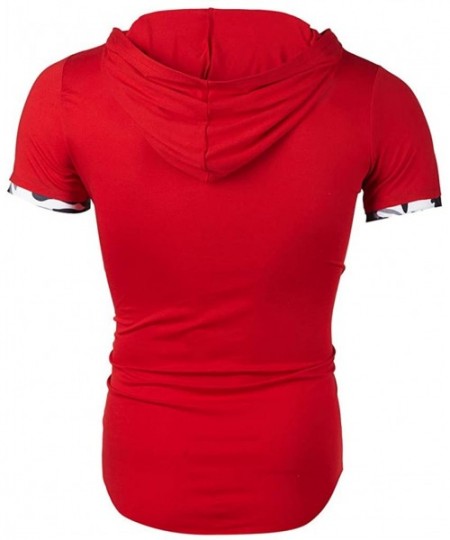 Thermal Underwear Plain Tees for Men- Workout Muscle Pleated Sleeve Longline T-Shirts Summer Sport Stylish Short Sleeve O-Nec...