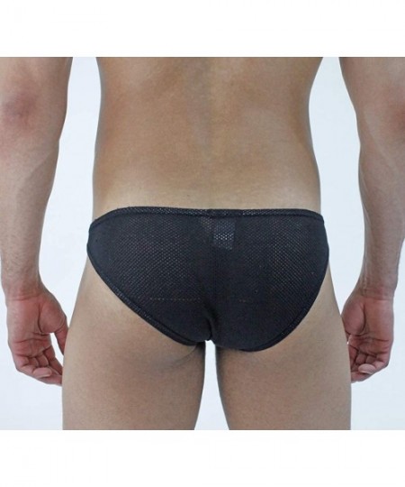 Briefs Men's Brief - Cotton Mesh Bikini Brief Pouch Underwear for Men - Black - CW18Y0433HR