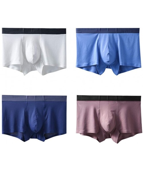 Thermal Underwear Mesh Boxer Briefs for Men-No Ride-up Bulge Pouch Underwear Short Leg Coverup Waistband Ice Silk Underpants ...