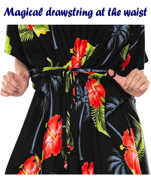Nightgowns & Sleepshirts Women's Kaftan Nightgown Lounge Dress Sleepwear Cover Ups Drawstring - Black_k768 - CW184T6RO3D