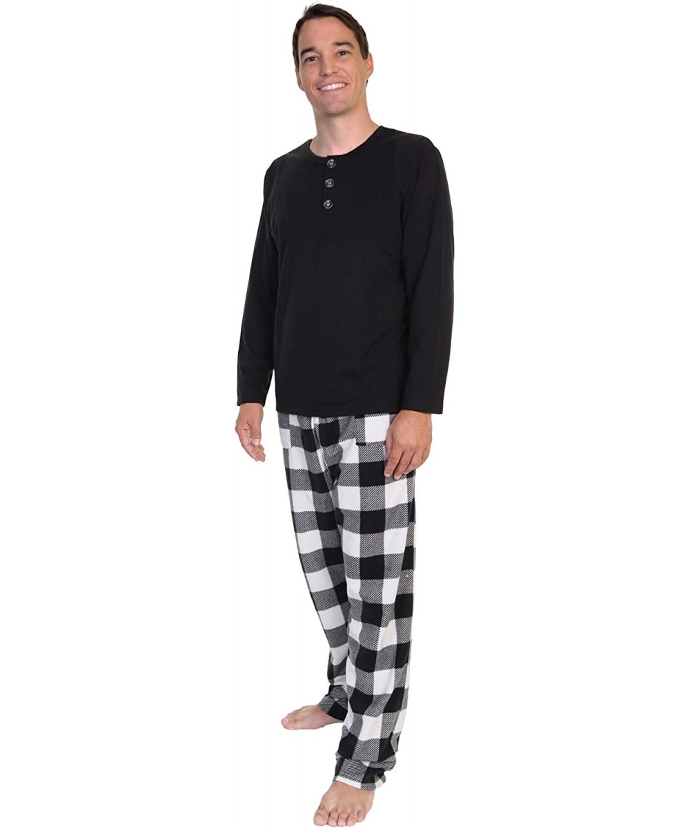 Nightgowns & Sleepshirts Cozy Fleece Pajama in Matching Family Set - Adult T-shirt Pajams Set - Black/White - CI18ZZQ83QU