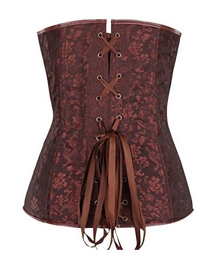 Bustiers & Corsets Women's Steampunk Classic Gothic Overbust Corset Tops Bustier Punk Rock Outfits Halloween Costume - Brown ...