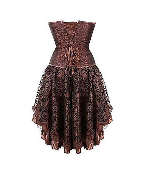 Bustiers & Corsets Women's Steampunk Classic Gothic Overbust Corset Tops Bustier Punk Rock Outfits Halloween Costume - Brown ...