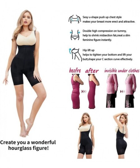 Shapewear Womens Bodysuits Mid Thigh Slimming Underbust Corset Bodyshaper Open Bust Body Shaper - Black743 - CA18UZCD68L