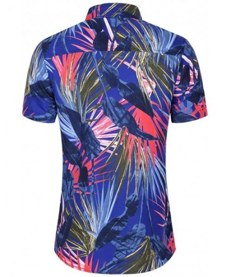 Thermal Underwear Mens Hawaii Button Down Shirts Summer Beach Aloha Casual Floral Printed Short Sleeve Tops Blouses - D - CO1...