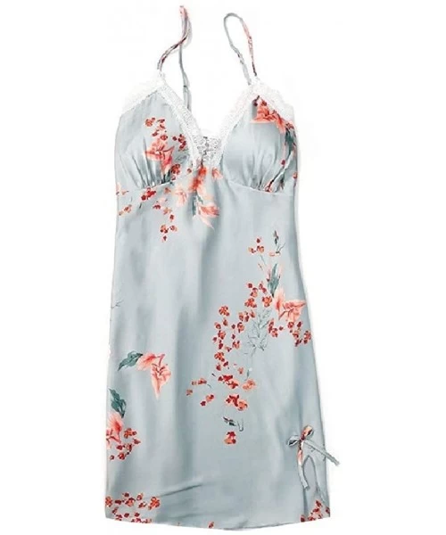 Nightgowns & Sleepshirts Women's Floral Printed Retro Sleepwear Lounger Casual Loose Sleepwear - Green - CO19E72S2D0