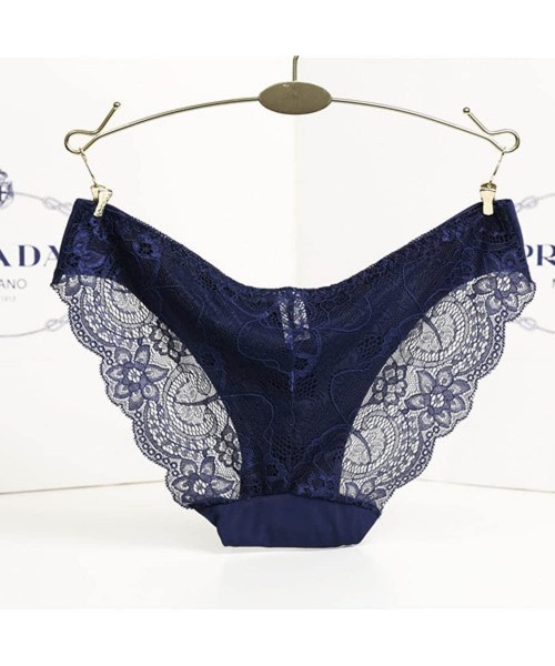 Bustiers & Corsets Sexy Underwear Women Lace Panties Seamless Cotton Panty Hollow Briefs Underwear - Blue - CJ18W8DI22O