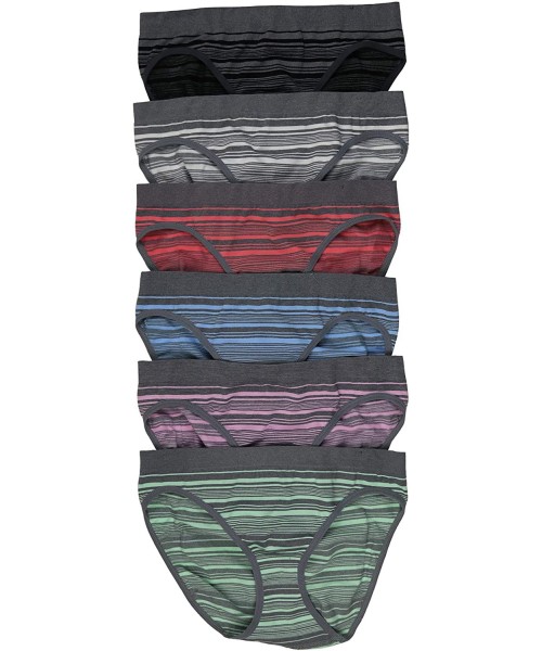 Panties Women's 6 Pack High Compression Waist Seamless Briefs - 6 Pack Striped - CP18ZG5HO0X