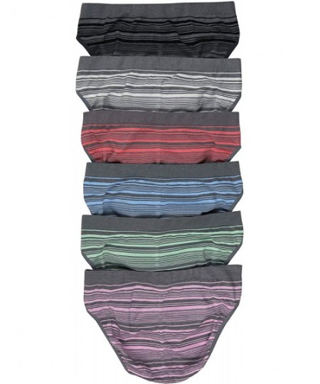 Panties Women's 6 Pack High Compression Waist Seamless Briefs - 6 Pack Striped - CP18ZG5HO0X