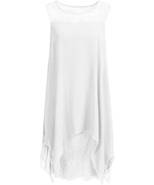 Camisoles & Tanks Women's Plus Size Vintage Floral Lace Crew Neck Bodycon Mini Dress - White E - C318TWNWSOH