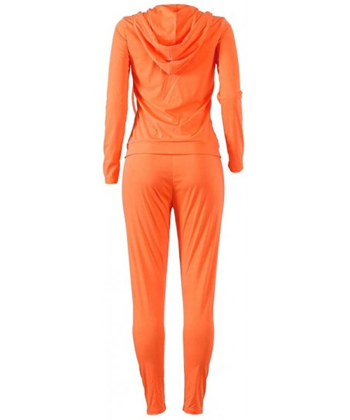 Thermal Underwear Women's 2 Piece Tracksuit Set-Zipper Coat + Elastic Leggings Pants Sweatpants for Jogger Sports - B-orange ...