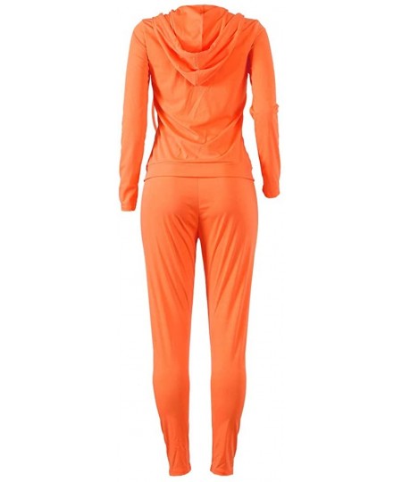 Thermal Underwear Women's 2 Piece Tracksuit Set-Zipper Coat + Elastic Leggings Pants Sweatpants for Jogger Sports - B-orange ...