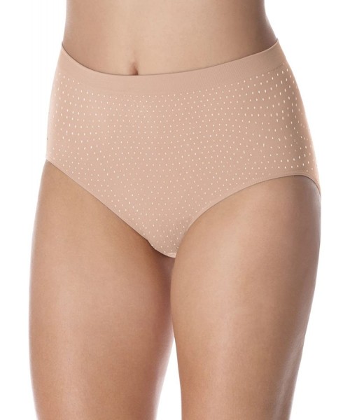 Panties Women`s Comfort Revolution Microfiber Seamless Brief-10-11-Nude Dot print - C311VHCVXW1