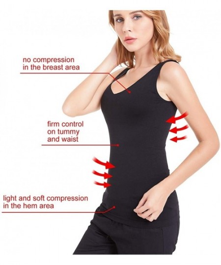 Shapewear Women's Shapewear Tank Tops Slimming Camisole Compression top with Firm Tummy Control - V-black+black - CC190DQ0H4T