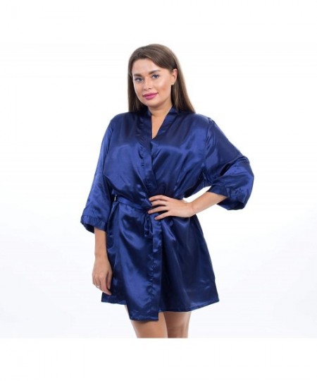 Robes Satin Robe for Bridesmaid and Bride Wedding Party Short Robe with Gold Glitter - Navy-blue-bridesmaid - CT192UO5QSQ