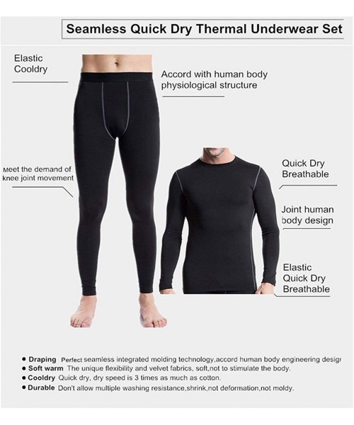 Thermal Underwear Mens Long Johns Thermal Set Fleece Base Layer Men Cold Weather Thermals Top and Bottom Winter Gear Hunting ...