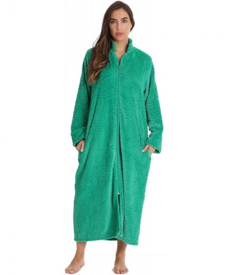 Robes Plush Zipper Lounger Robe - Green - CY18UYNGXAM