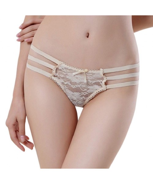 Panties Women's Underwear Bummyo Women Lace Solid Color Briefs Panties Breathable Comfortable Thongs G-String Lingerie Underp...