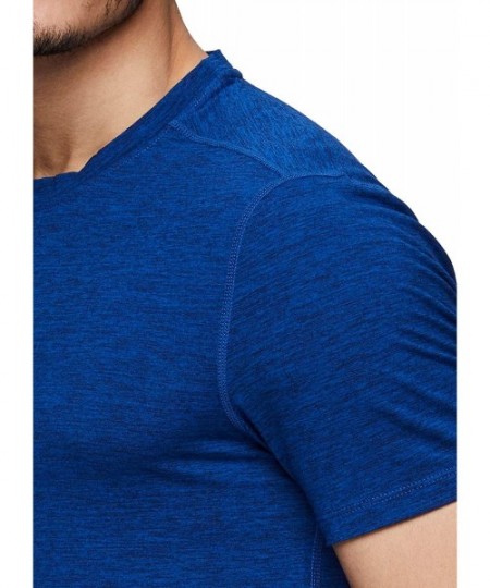 Undershirts Active Men's Athletic Performance Workout Gym Running Short Sleeve Crewneck T-Shirt - Dark Blue - C6196E0USEN