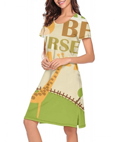 Tops Women's Short Sleeve Nightshirts Watercolor Giraffe Pattern Casual Sleepshirts Dress Tee - Always Be Yourself - CC199IG76M2