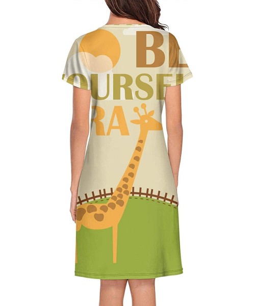 Tops Women's Short Sleeve Nightshirts Watercolor Giraffe Pattern Casual Sleepshirts Dress Tee - Always Be Yourself - CC199IG76M2