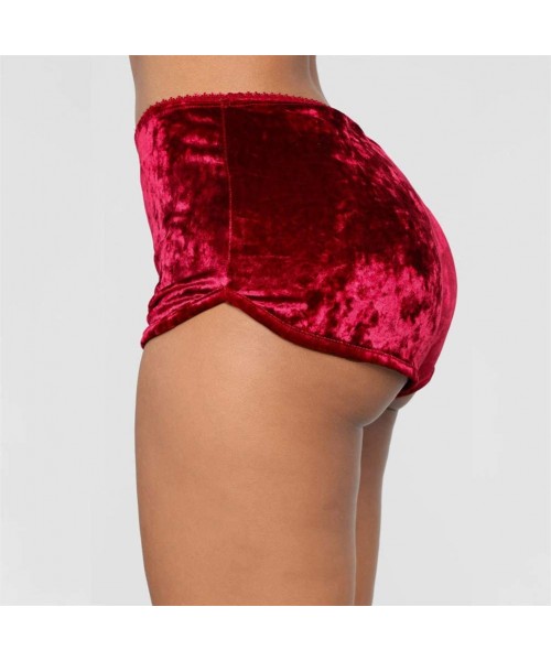 Sets Lingerie for Women for Sex New Womens Sexy Lingerie Velvet Camisole Bow Shorts Set Plus Size Bra Underwear Z1 red - CR19...