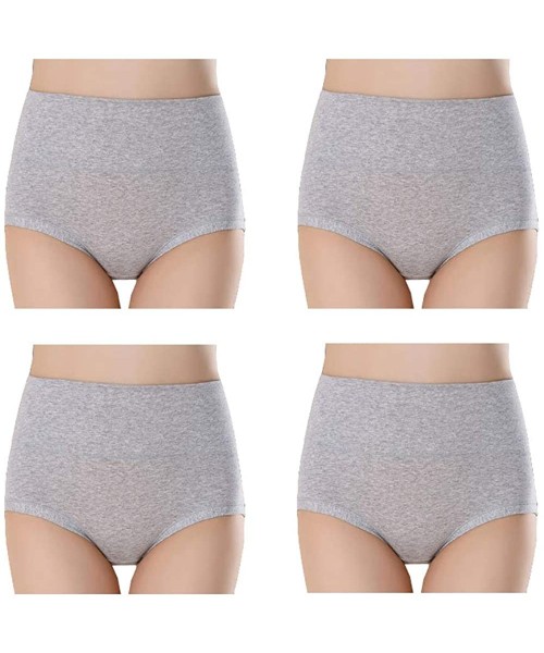 Panties Women's Multipack Comfort Cotton Stretch Panties High Waist Briefs Underwear Ladies Tummy Control Underpants - 4 Grey...