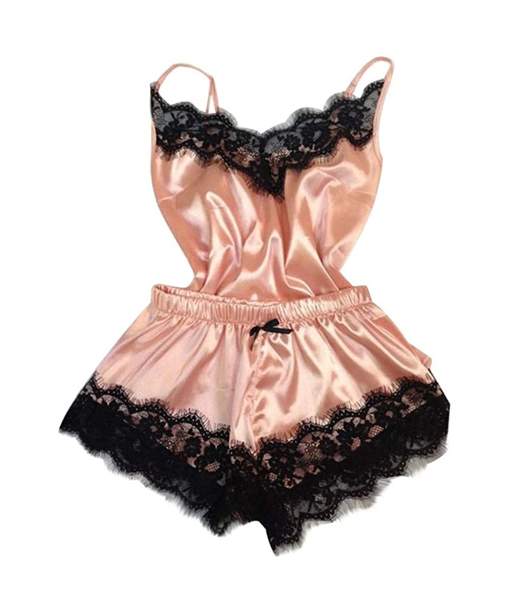 Baby Dolls & Chemises Sexy Underwear Fashion Sexy Lace Sleepwear Lingerie Temptation Babydoll Underwear Nightdress - Pink - C...