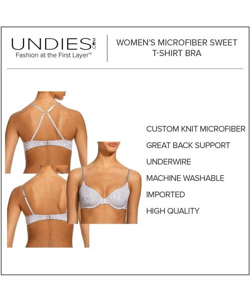 Bras Women's Microfiber Sweet Adjustable Straps Underwire T-Shirt Bra 3 Pack - Assorted - CV18D8I9TTR