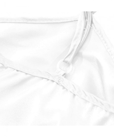 Sets Sleeveless v Neck Cami Satin Pajamas for Women Summer Solid Ruffle Hem Sleepwear Ladies Shorts Sexy Pajamas Set White - ...