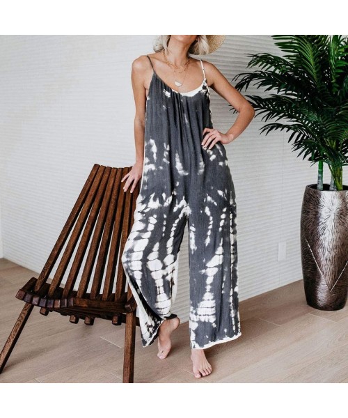 Sets Womens Jumpsuit Strappy V Neck Bandage Loose Playsuit Party - Gray 04 - CN190HQQO3X