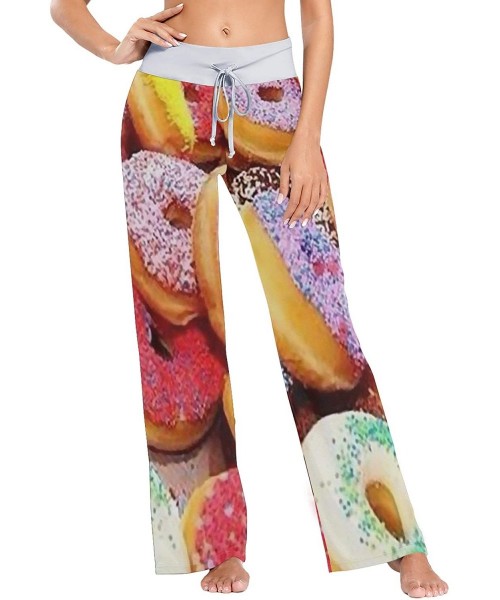 Bottoms Womens Pajama Pants Colorful Donuts Drawstring Sleepwear Pants Lounge Yoga Pants Wide Leg Pants for All Seasons Black...