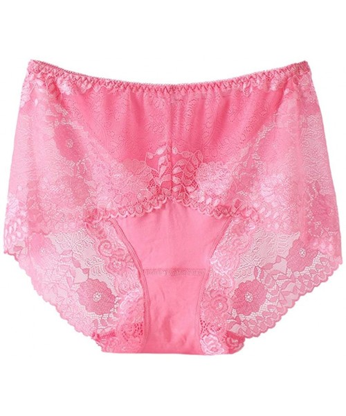 Slips Sexy Ladies Transparent Lace Panties Big Size Cotton Hollow Breathable Quality - Hot Pink - C7190L66LOM