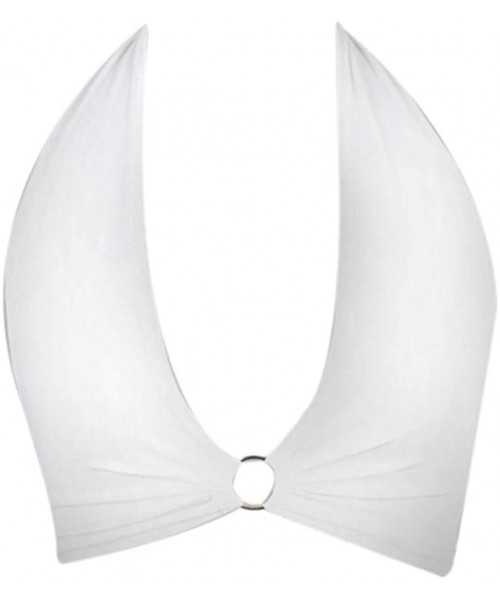 Bras Women Bandage Sexy Solid Color Bralette Bustier Crop Top Sheer Unpadded Bra - White - CH18ZMHWSQR