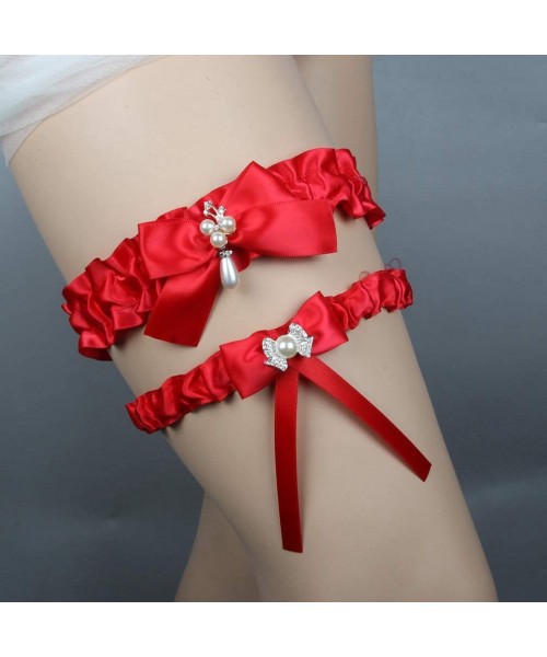 Garters & Garter Belts 2019 Sexy Lace Wedding Garters for Bride Party Prom Garter Set 2 Pcs - 9w-red - CG18H9C24XO