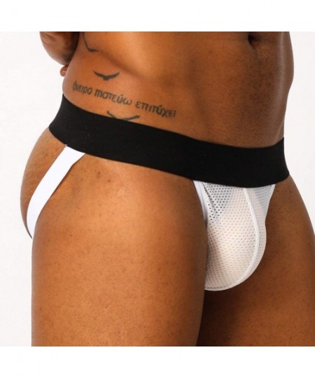Briefs Mens Underwear- Mens Sports Jockstrap Low Rise Pouch Breathable Bikini Briefs Underwear - Black - CM196HH5UOE