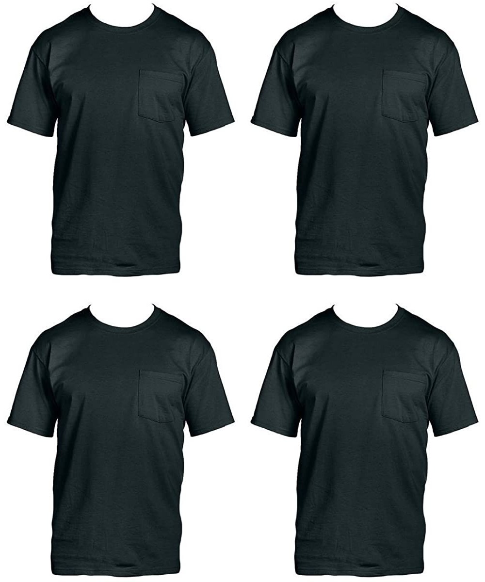 Undershirts Men's 4-Pack Pocket Crew-Neck T-Shirt - Colors May Vary - Black - CN12F8NTSDZ
