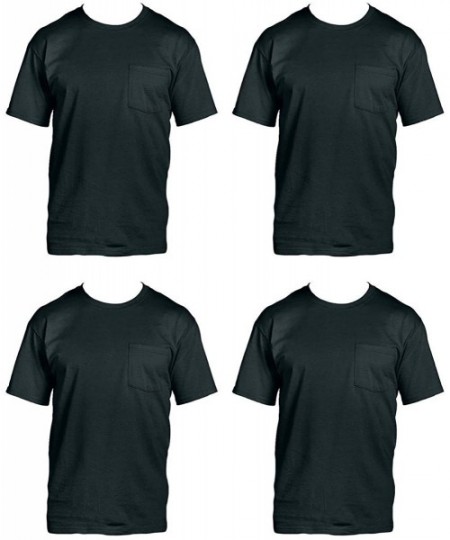 Undershirts Men's 4-Pack Pocket Crew-Neck T-Shirt - Colors May Vary - Black - CN12F8NTSDZ