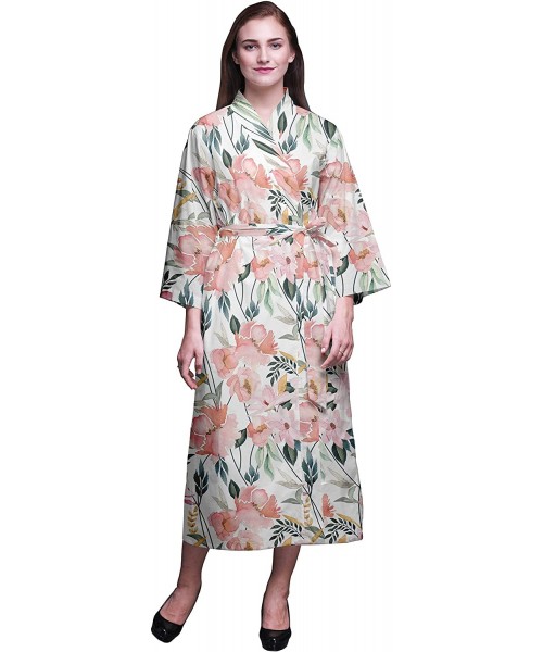 Robes Printed Crossover Robes Bridesmaid Getting Ready Shirt Dresses Bathrobes for Women - White4 - CH18TM30G9U