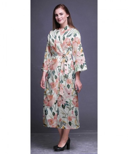 Robes Printed Crossover Robes Bridesmaid Getting Ready Shirt Dresses Bathrobes for Women - White4 - CH18TM30G9U