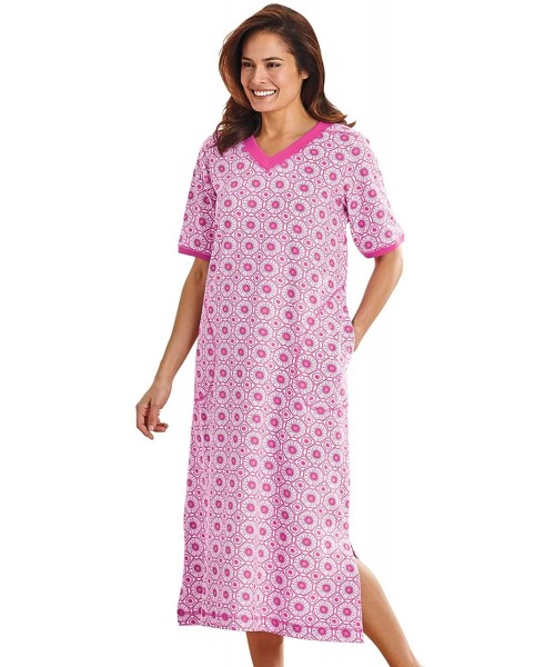 Nightgowns & Sleepshirts Essential Dress - Pink Medallion - C918NYROC8M