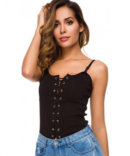 Baby Dolls & Chemises Sexy Womens Solid Color Ultrashort Sleeveless Summer Vest Sling Casual Tube Tops - Black 3 - CT197MKS5HY