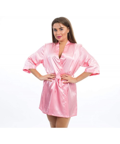 Robes Satin Robe for Bridesmaid Party with White Foil - Light_pink-mother_of_the_bride - C2190OY7XGM